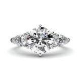 3.75 Ct Three Stone Lab Diamond Ring with Pear Side Stones