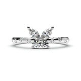 0.54 Ct Butterfly Marquise Diamond Promise Ring with Pavé Accent Band