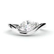 1 Ct Marquise Cut Diamond Solitaire Ring with Curved Band Design 18K White Gold Natural Diamond
