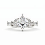 2.78 Ct Princess Cut Lab Diamond Ring with Marquise, Pear Side Stones
