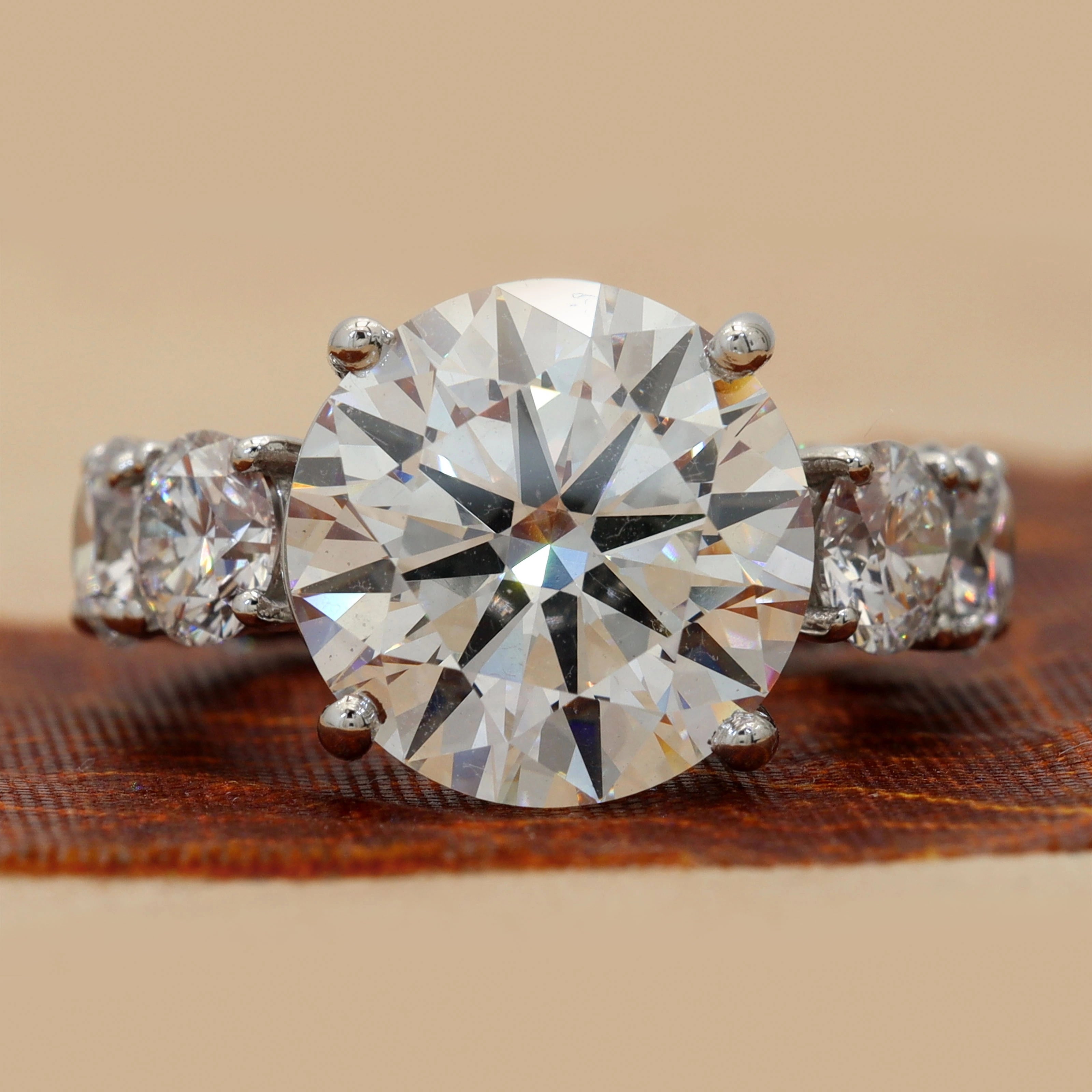 Front View of 13 Carat Round Cut Diamond Eternity Band With U Prong Setting