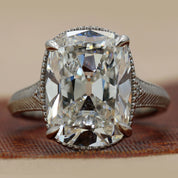 Front View of 6.18 Ct Elongated Cushion-Cut Diamond Vintage-Style Engagement Ring 