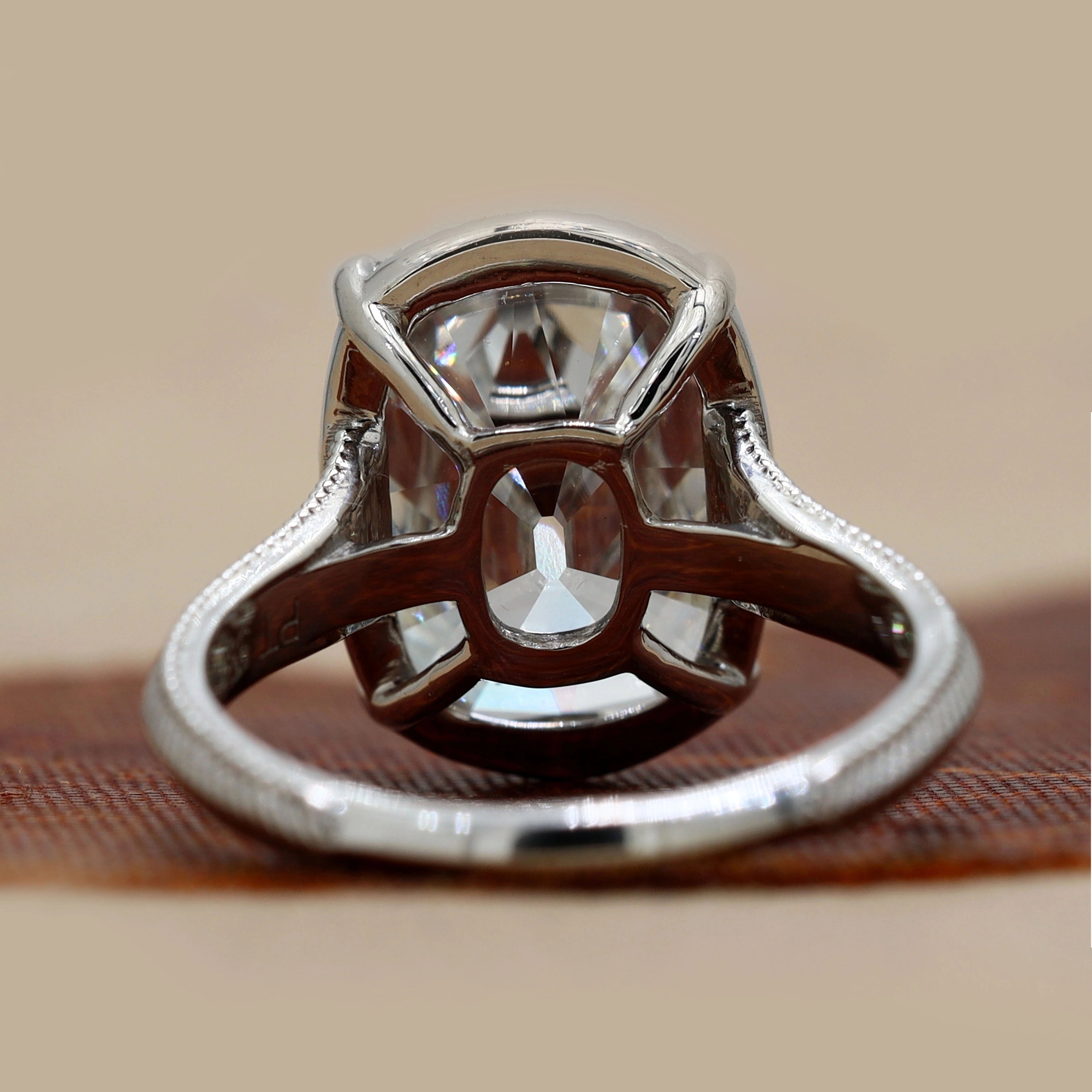 Back View Of 6.18 Ct Elongated Cushion-Cut Diamond Vintage-Style Engagement Ring 