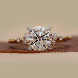 1.35 Ct Round Cut Diamond Cluster Engagement Ring with 4 Prong Setting
