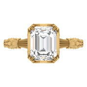 Front View Of 2.5 Ct Emerald Cut Solitaire Ring Four-Prong Corner
