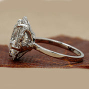 Side View Of 7.28 Ct Round Brilliant Vintage Scalloped Halo Ring