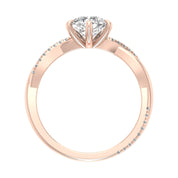 Metal View Of 1.72 Ct Pear Cut Diamond Ring Rose Gold Pavé Infinity Twist