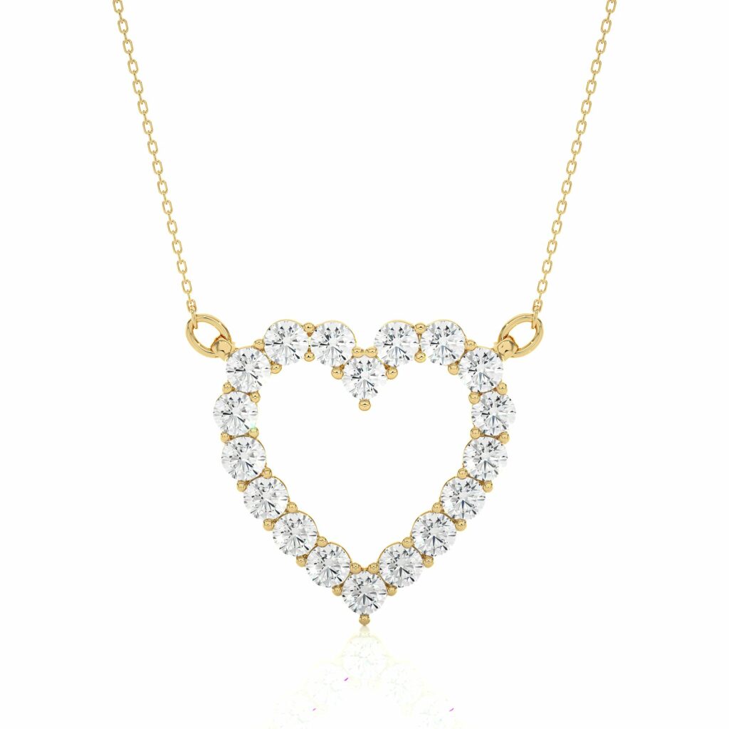 0.50 Ct Round Cut Prong Setting Diamond Heart Shaped Pendant In Rose Gold Yellow