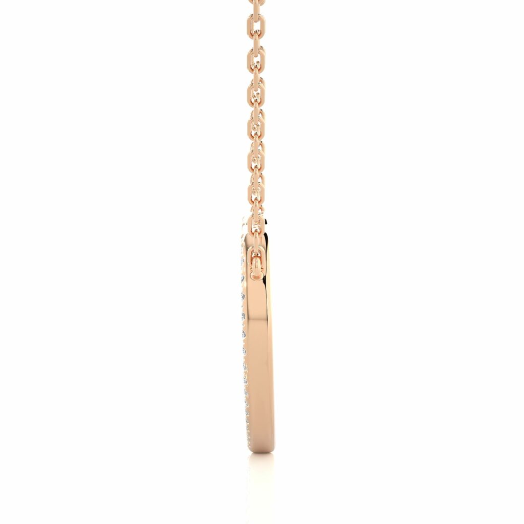 1 Ct Heart Shape 3 Raw Pave Setting Lab Diamond Necklace