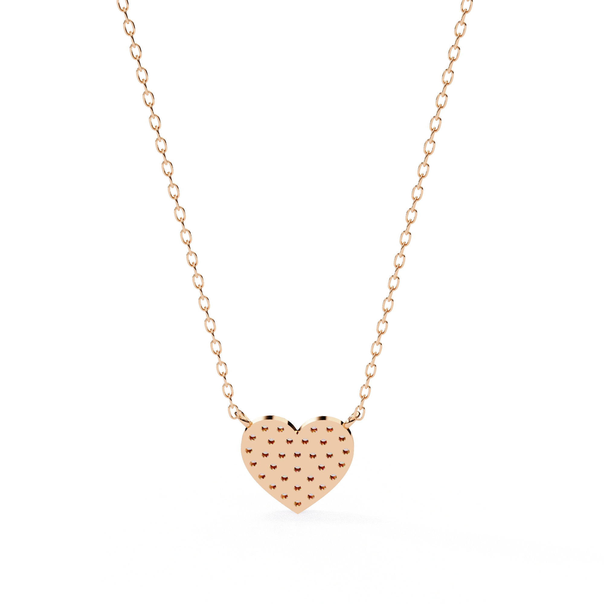 Heart Lab Diamond Pave Set Necklace In Rose Gold