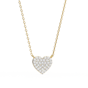 Heart Lab Diamond Pave Set Necklace In Rose Gold 18K Yellow Gold Natural Diamond
