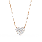 Heart Lab Diamond Pave Set Necklace In Rose Gold 18K Rose Gold Natural Diamond