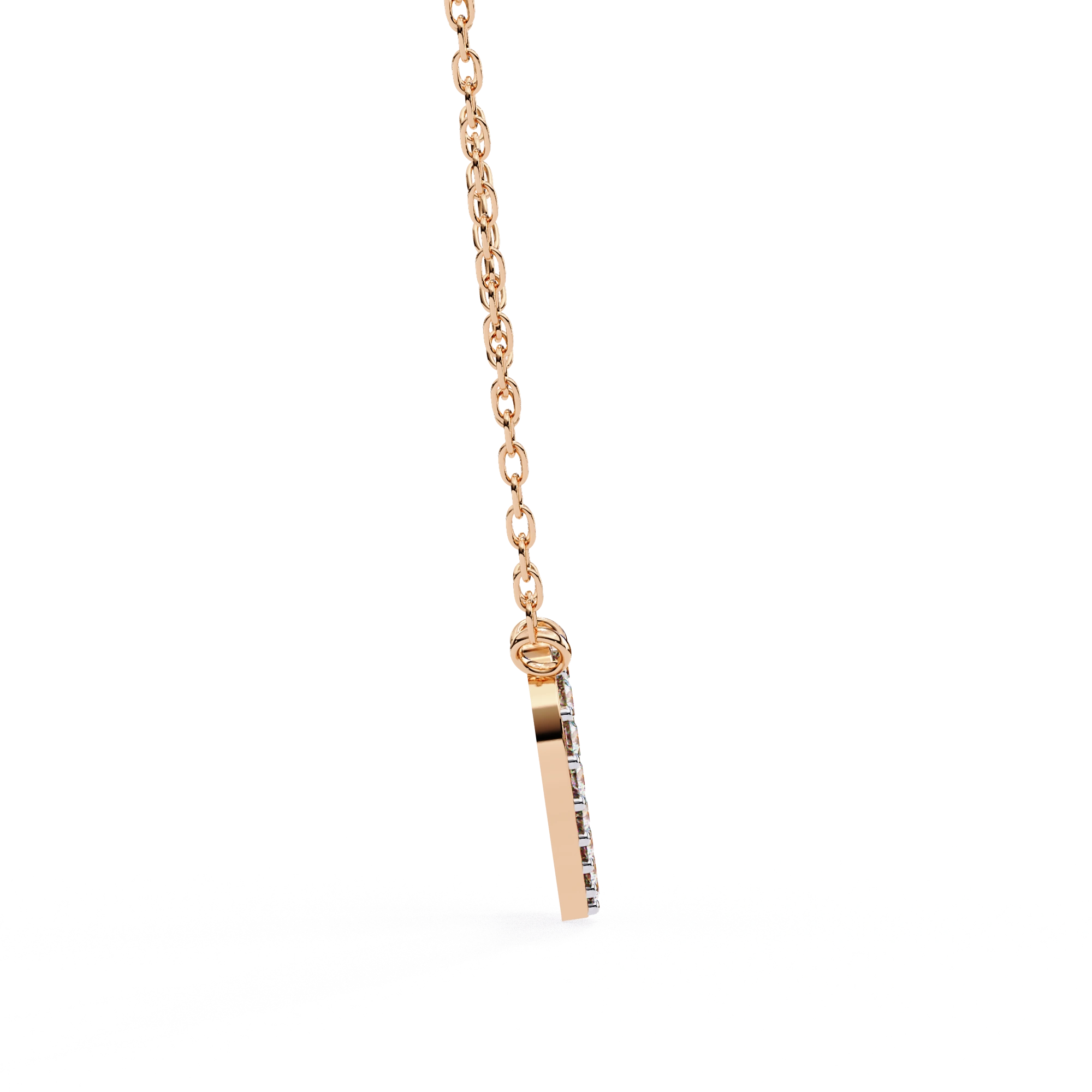 Heart Lab Diamond Pave Set Necklace In Rose Gold