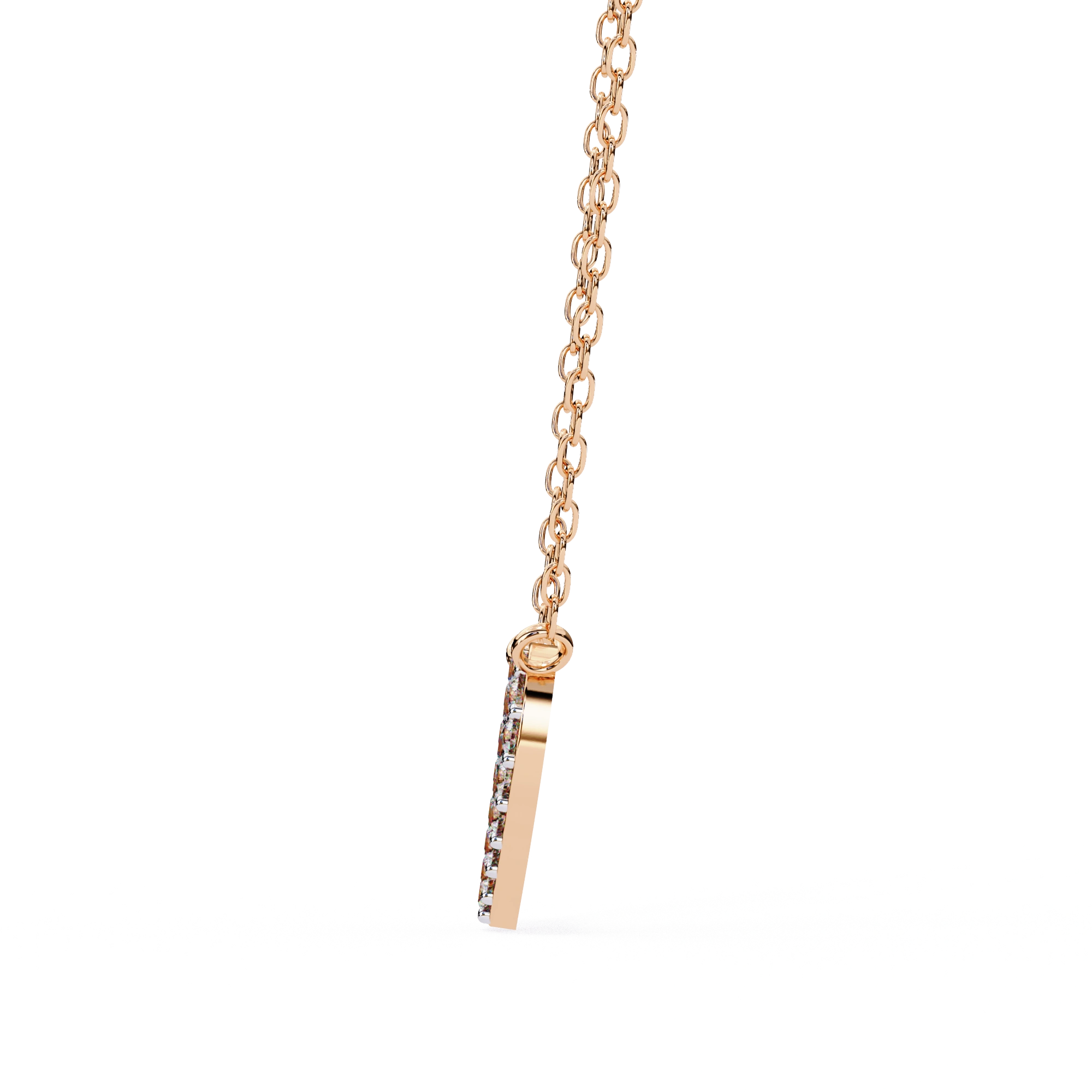 Heart Lab Diamond Pave Set Necklace In Rose Gold