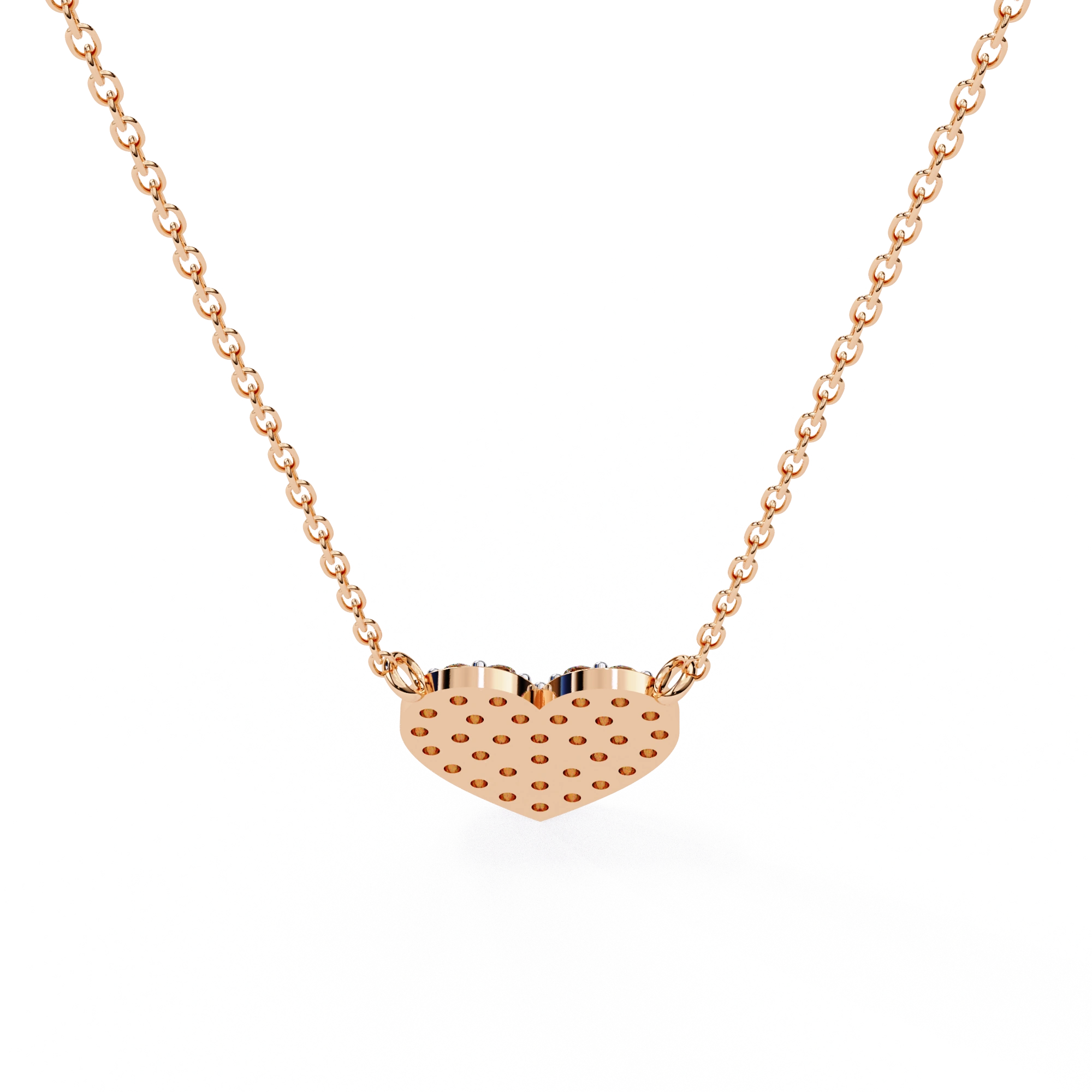 Heart Lab Diamond Pave Set Necklace In Rose Gold