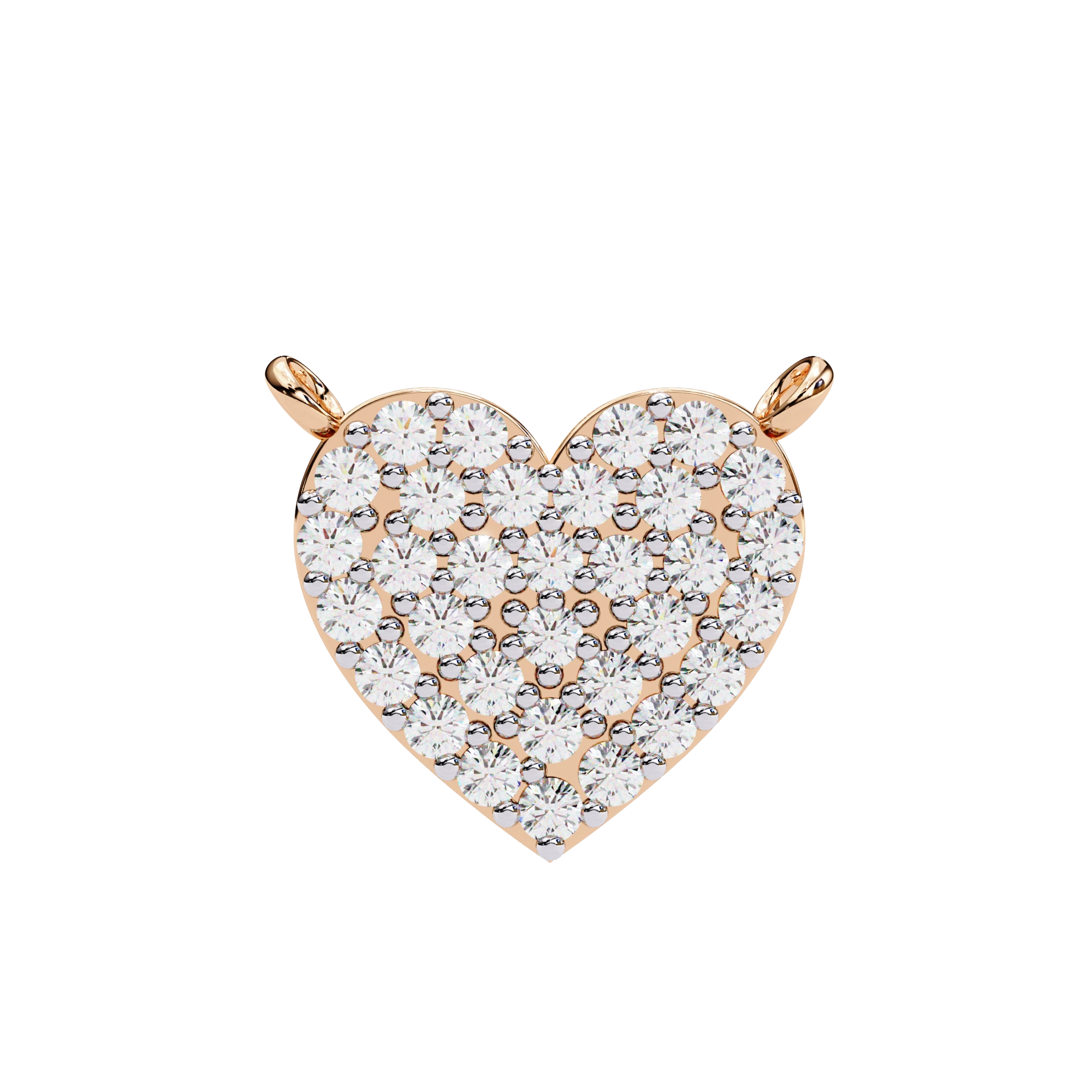 Heart Lab Diamond Pave Set Necklace In Rose Gold