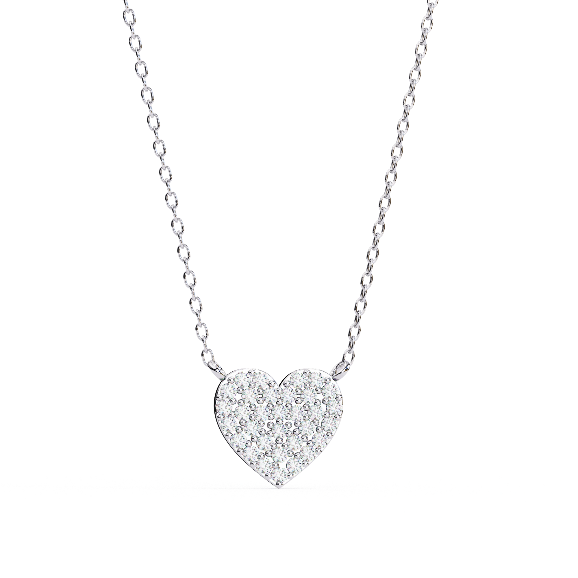 Heart Lab Diamond Pave Set Necklace In Rose Gold 950 Platinum Natural Diamond