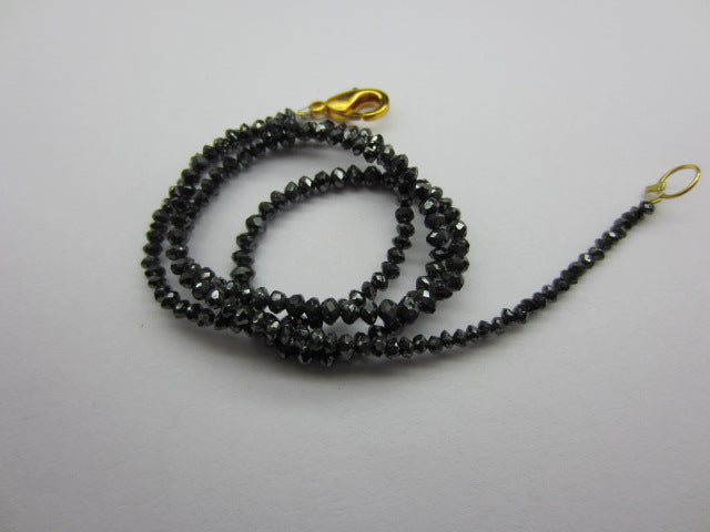 16 Ct Black Diamond Faceted Beads Strand