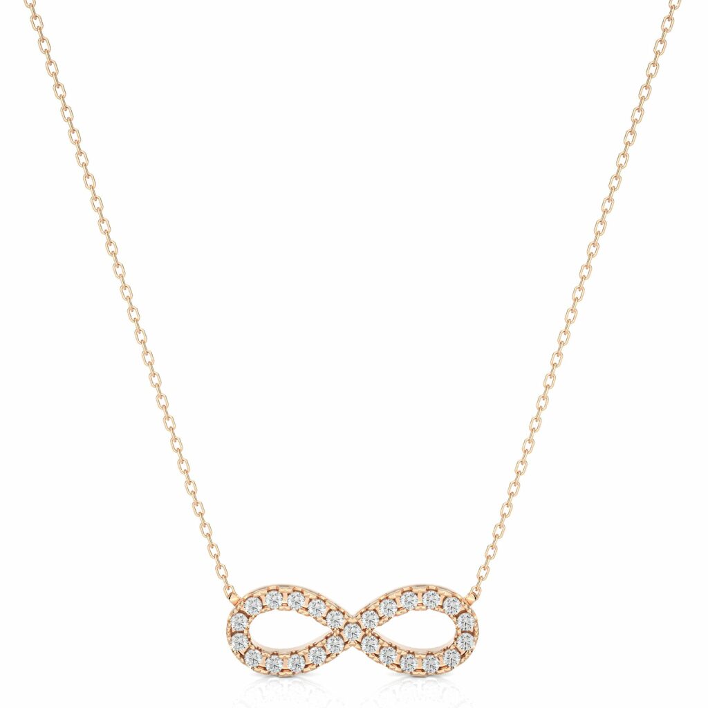 0.40 Ct Round Shaped Prong Set Lab Diamond Infinity Pendant In White Gold Rose