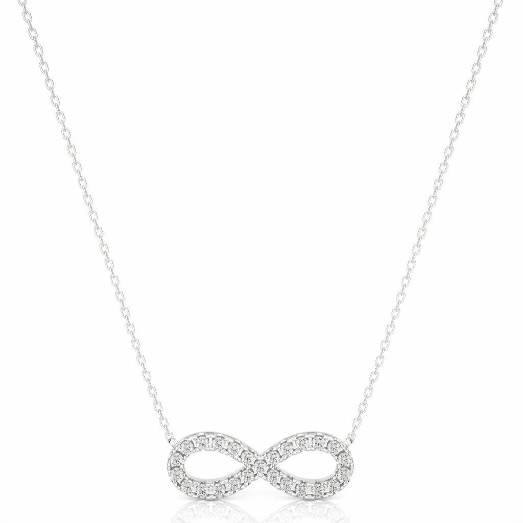 0.40 Ct Round Shaped Prong Set Lab Diamond Infinity Pendant In White Gold White