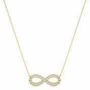 0.40 Ct Round Shaped Prong Set Lab Diamond Infinity Pendant In White Gold Yellow