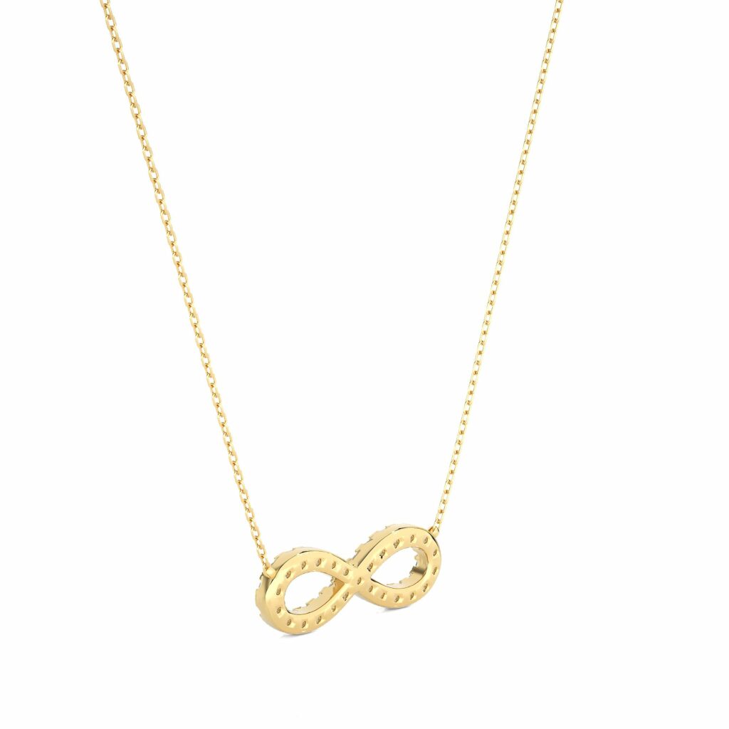 0.50 Ct Round Cut Bar Setting Infinity Diamond Necklace In Yellow Gold