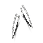 0.70 Ct Round Cut Black & White Diamond Hoop Earrings Fine Jewelry for Women 950 Platinum