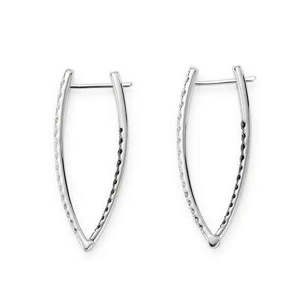 0.70 Ct Round Cut Black & White Diamond Hoop Earrings Fine Jewelry for Women
