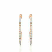 0.40 Ct Chennal Setting J Hoop Diamond Earrings In Yellow Gold For Women's Rose