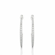 0.48 Ct Channel Setting J Hoop Diamond Earrings In White Gold For Women's 950 Platinum Natural Diamond
