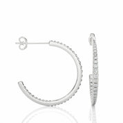 0.48 Ct Channel Setting J Hoop Diamond Earrings In White Gold For Women's