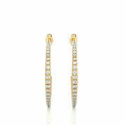 0.40 Ct Chennal Setting J Hoop Diamond Earrings In Yellow Gold For Women's Yellow