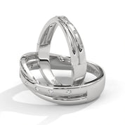 0.04 Ct Lab Diamond Women's Couple Band Set White Gold
