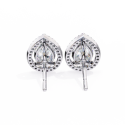 3.42 Carat Pear Diamond Halo Stud Earrings in Gold and Platinum
