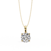 3 Ct Large Round Lab Diamond Solitaire Pendant Yellow Gold