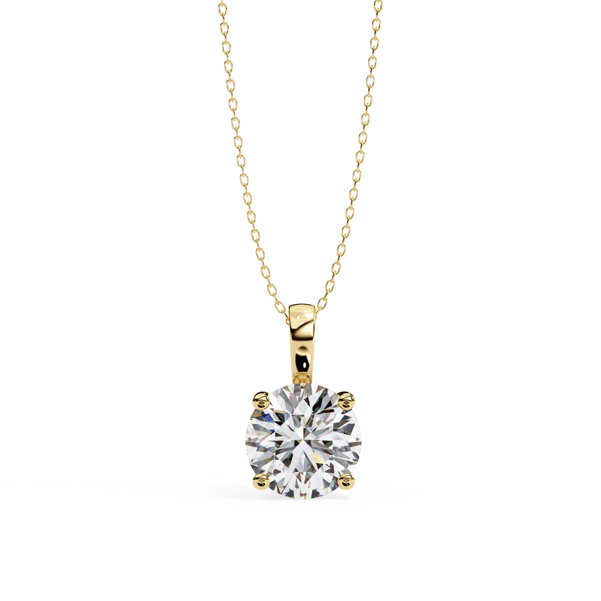 3 Ct Large Round Lab Diamond Solitaire Pendant Yellow Gold