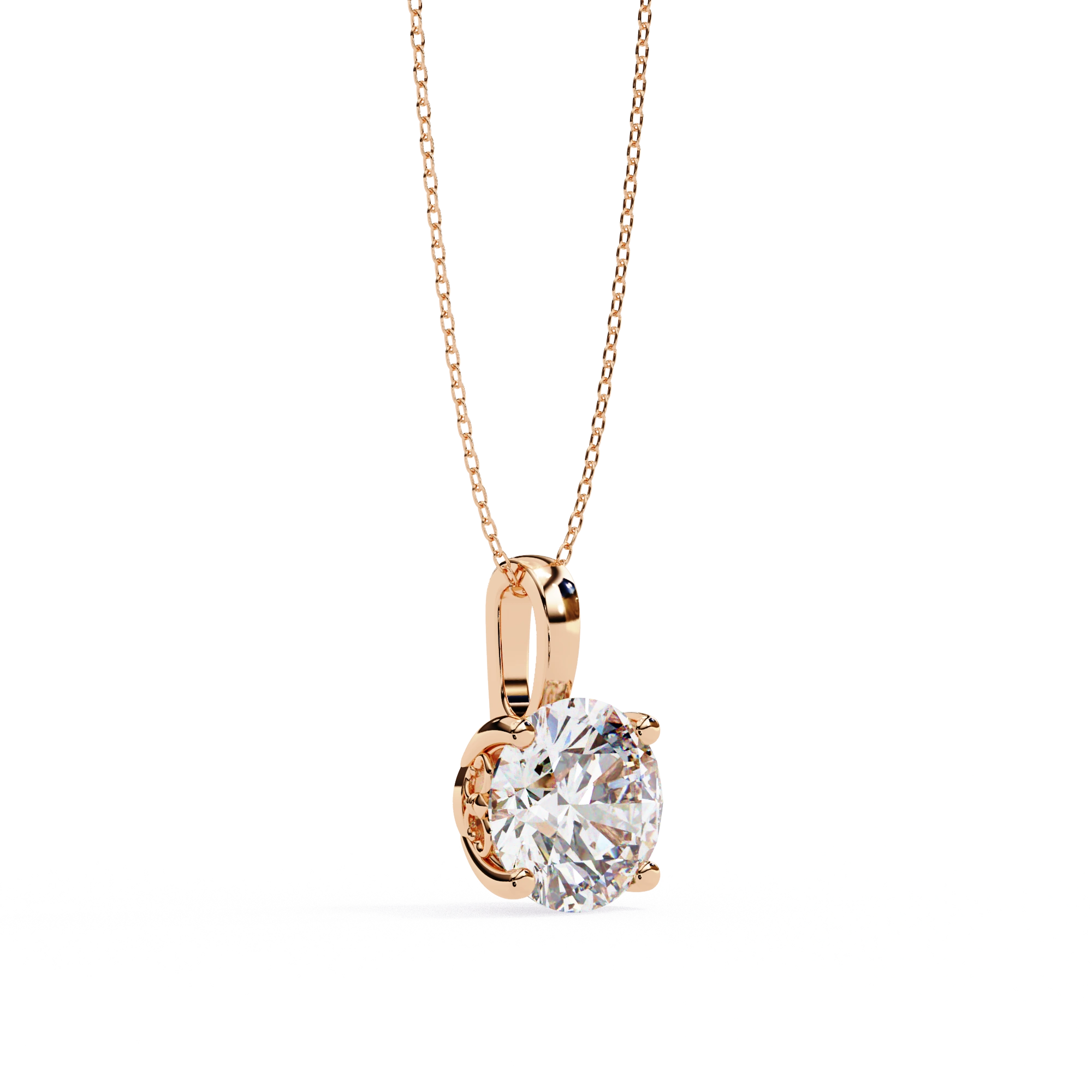 3 Ct Large Round Lab Diamond Solitaire Pendant Yellow Gold 18K Rose Gold