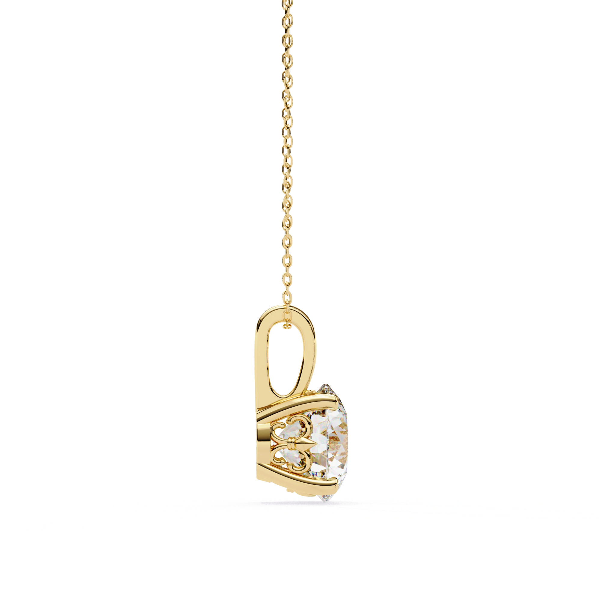 3 Ct Large Round Lab Diamond Solitaire Pendant Yellow Gold