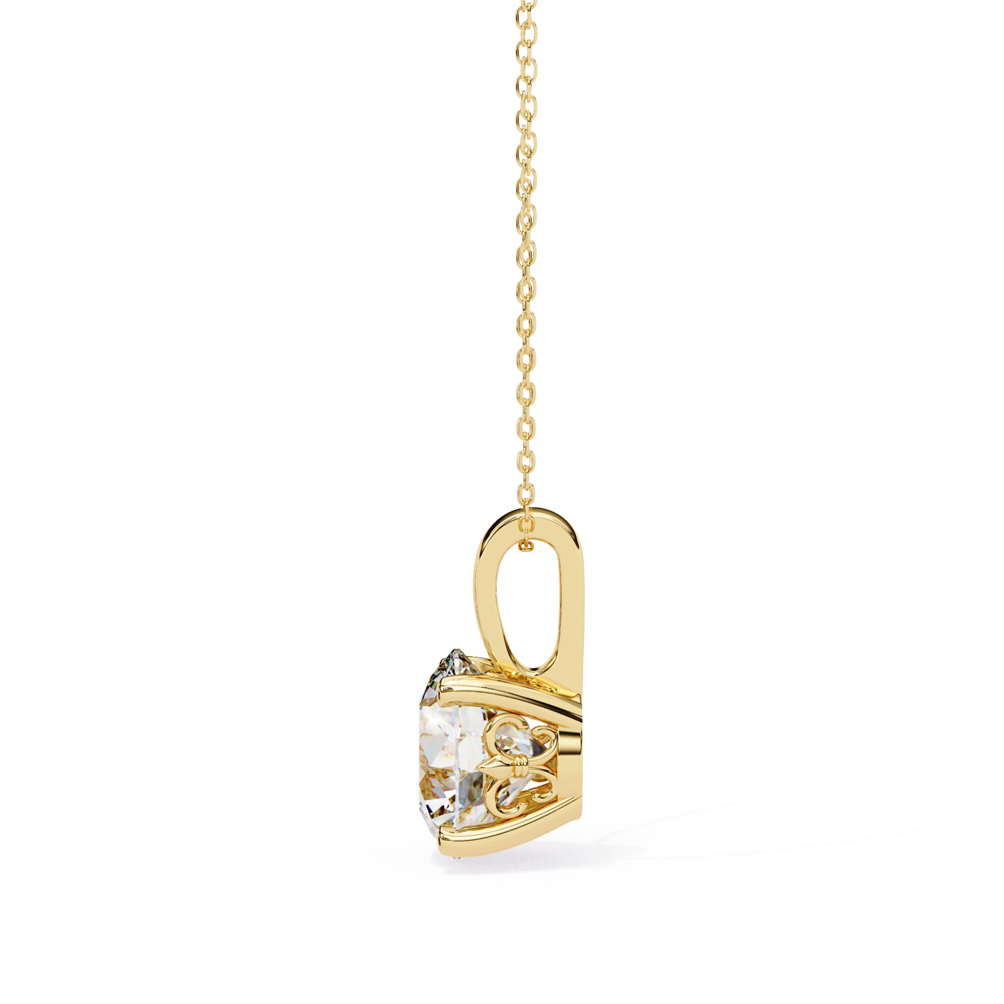 3 Ct Large Round Lab Diamond Solitaire Pendant Yellow Gold