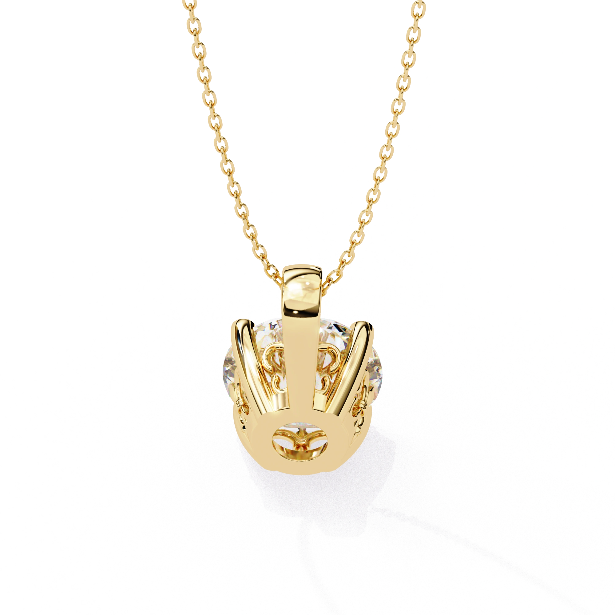 3 Ct Large Round Lab Diamond Solitaire Pendant Yellow Gold
