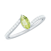 2.20 Ct Marquise Peridot Bypass Gemstone Ring in Yellow Gold