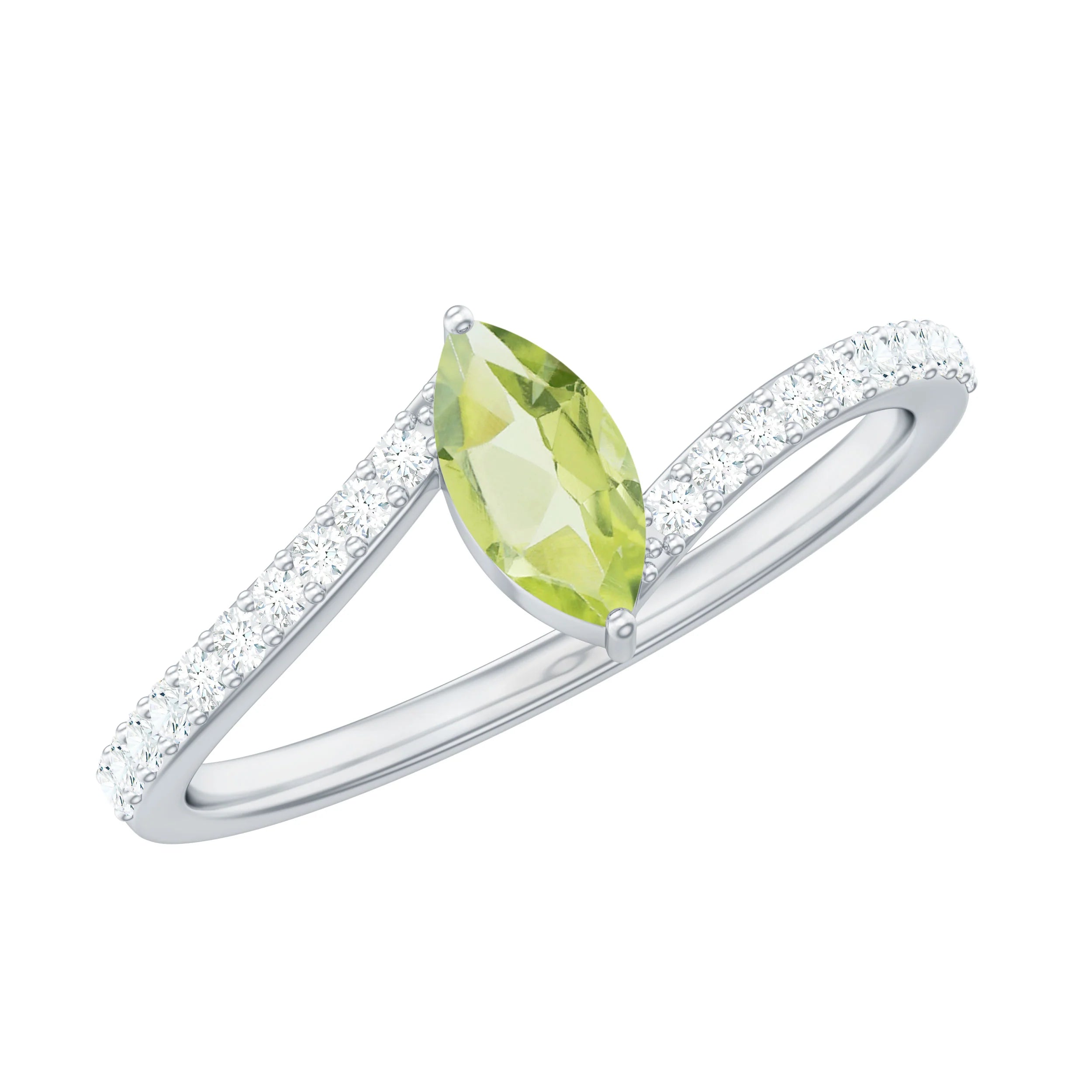 2.20 Ct Marquise Peridot Bypass Gemstone Ring in Yellow Gold