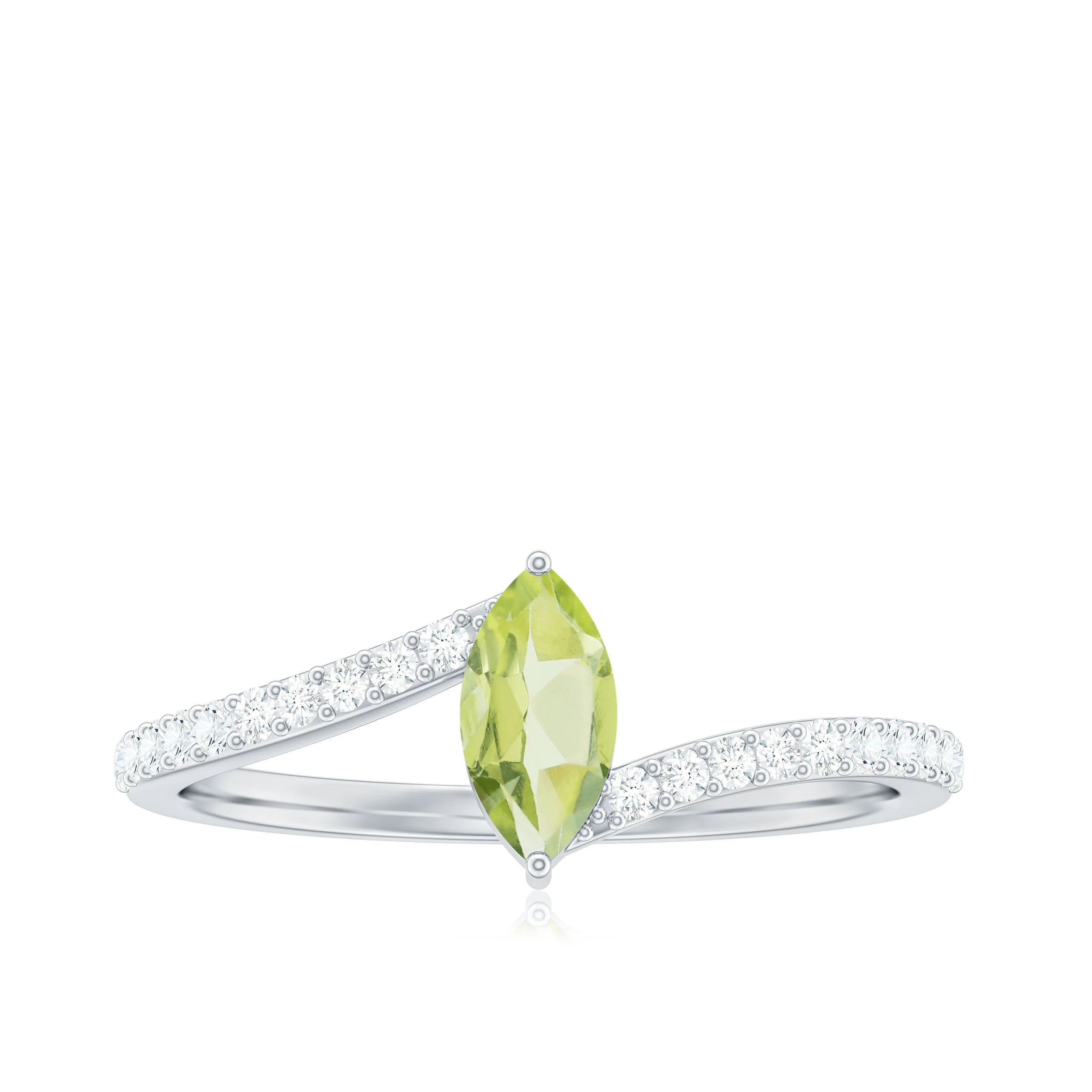 2.20 Ct Marquise Peridot Bypass Gemstone Ring in Yellow Gold