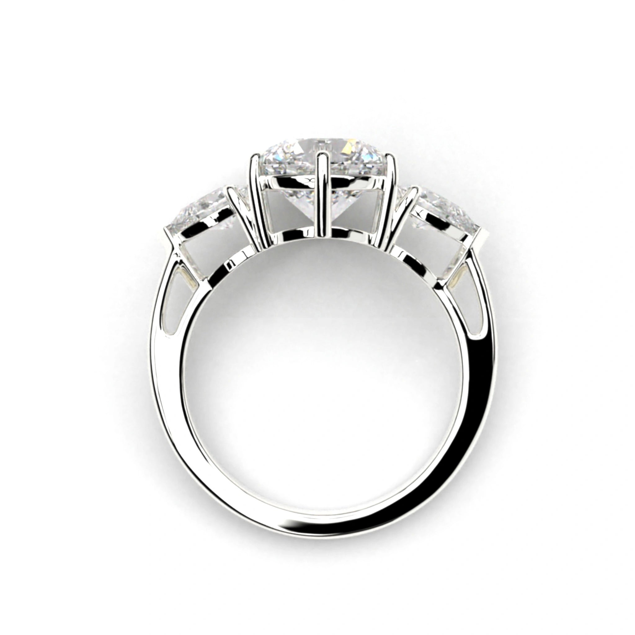 3.75 Ct Three Stone Lab Diamond Ring with Pear Side Stones