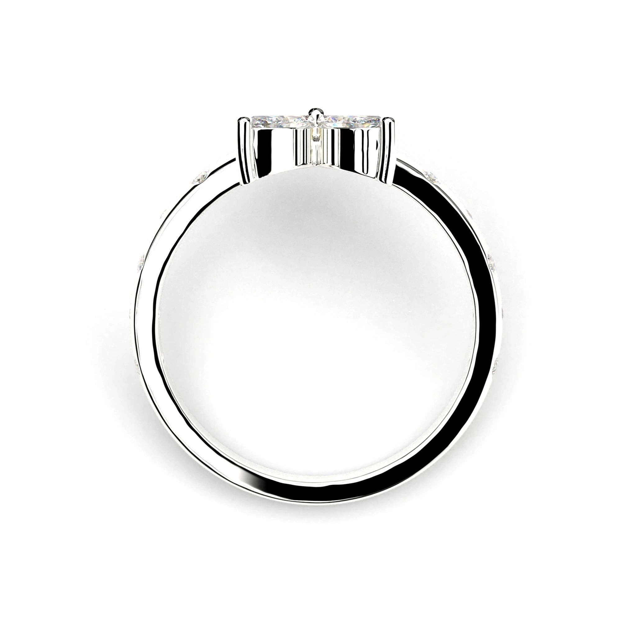 0.54 Ct Butterfly Marquise Diamond Promise Ring with Pavé Accent Band