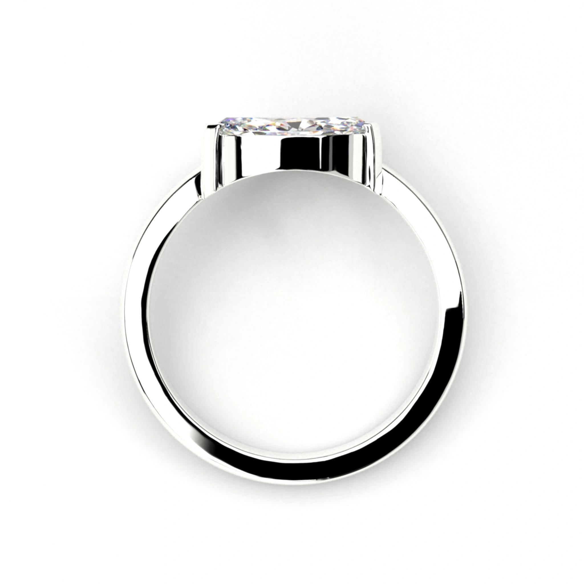 1 Ct Marquise Cut Diamond Solitaire Ring with Curved Band Design