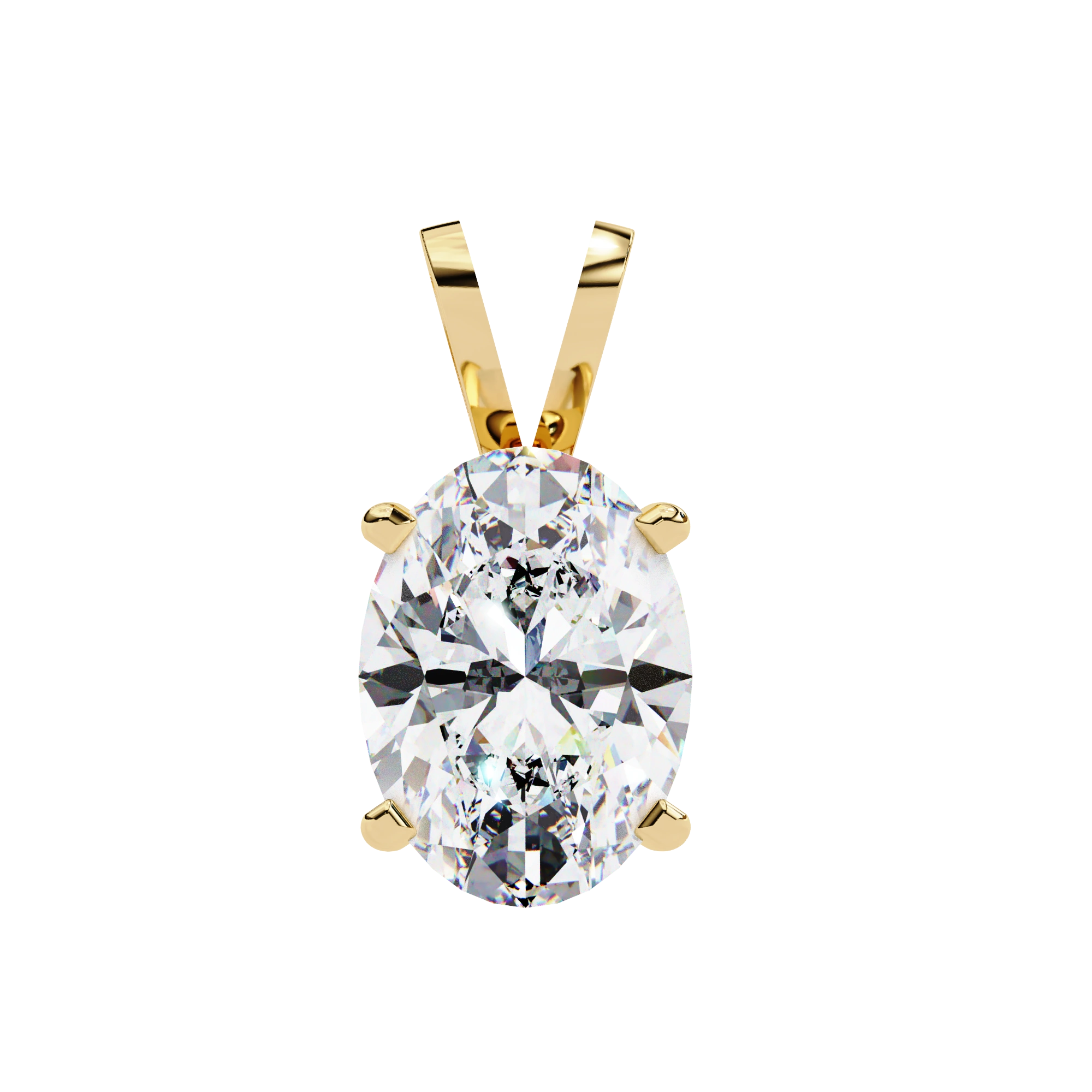 4.1 Ct Oval Lab Diamond Solitaire Pendant Double Bail Yellow Gold