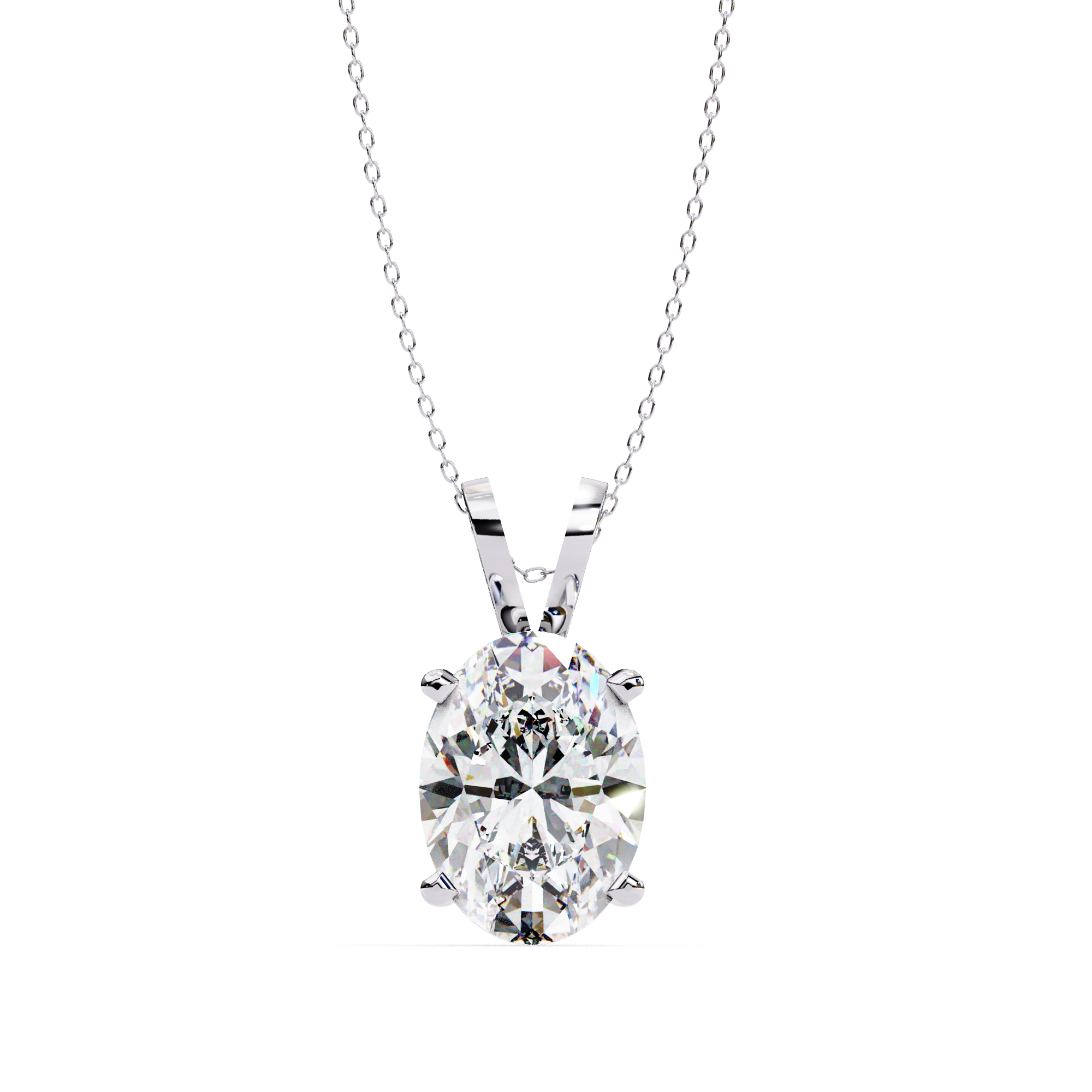 4.1 Ct Oval Lab Diamond Solitaire Pendant Double Bail Yellow Gold Lab Dimond