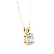 4.1 Ct Oval Lab Diamond Solitaire Pendant Double Bail Yellow Gold
