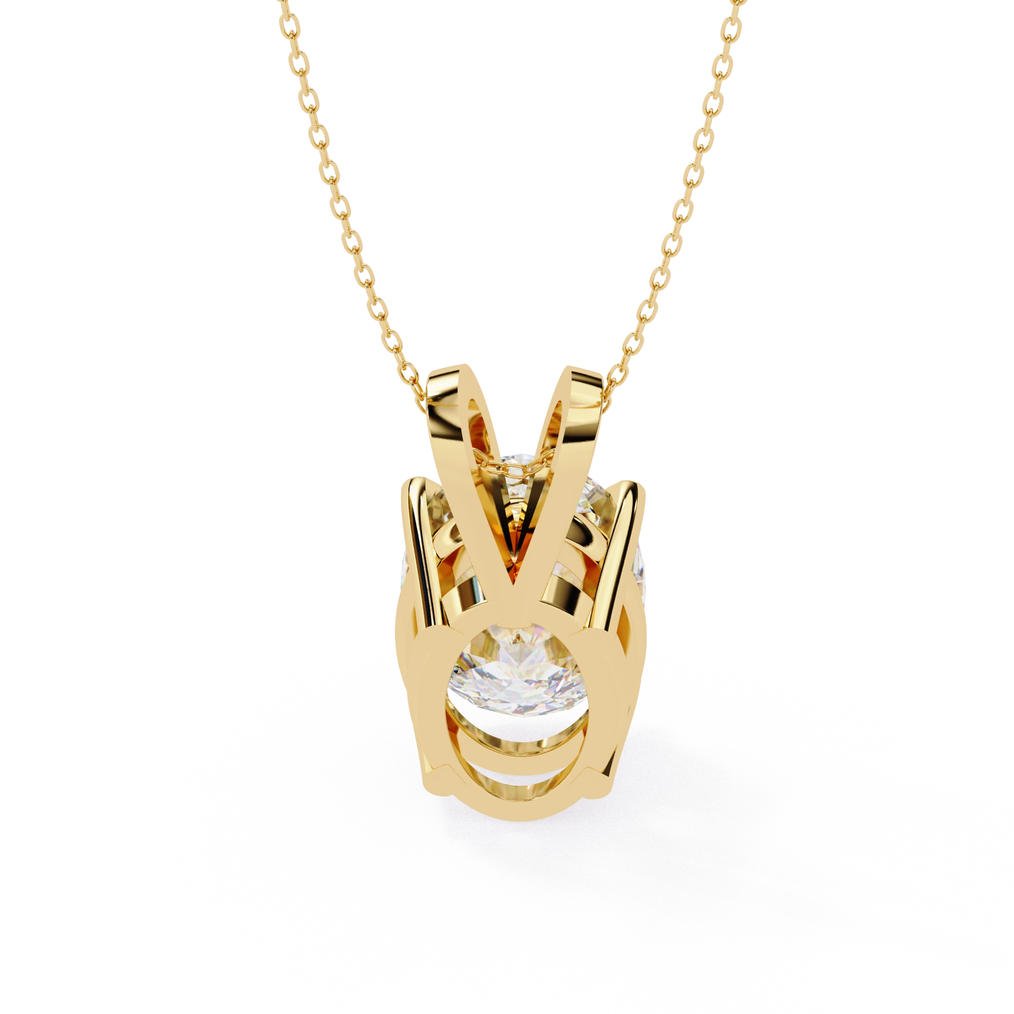 4.1 Ct Oval Lab Diamond Solitaire Pendant Double Bail Yellow Gold
